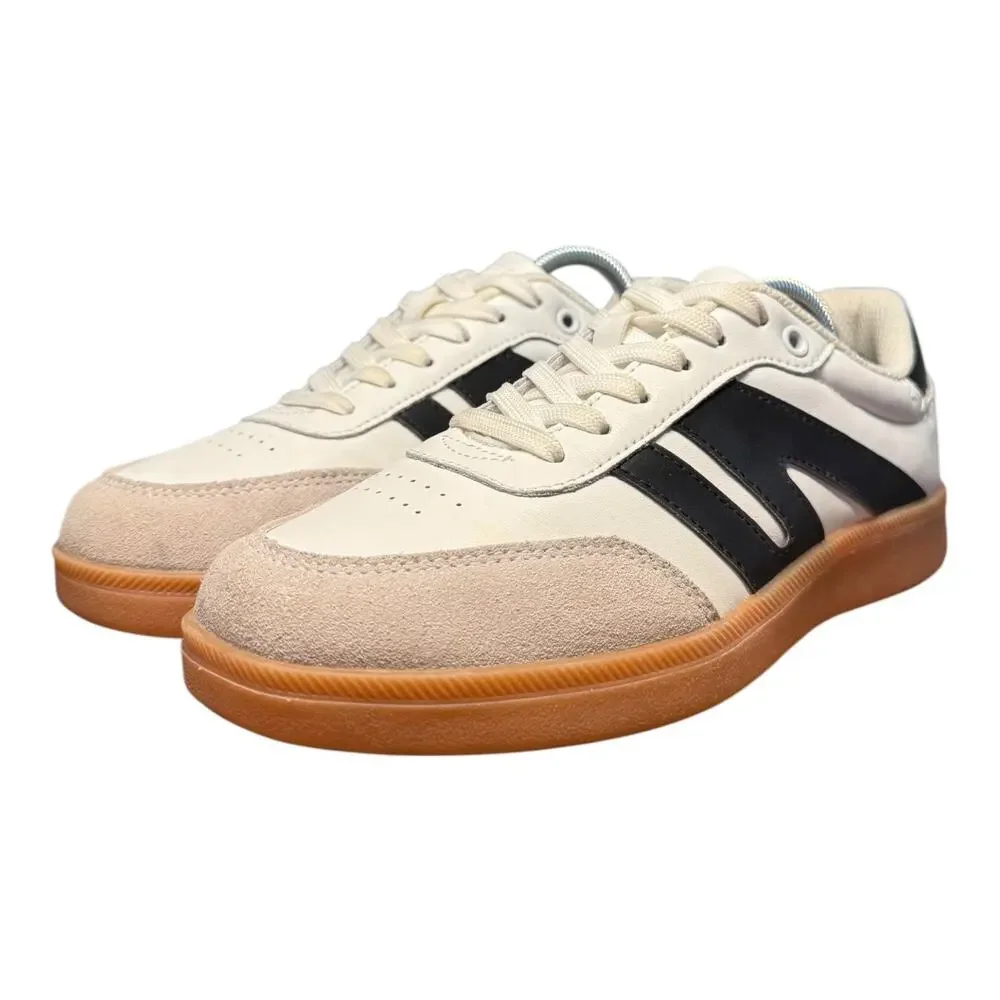 Lucky Step Women's 7 Sneakers White Black Sneakers Shoes Casual Suede